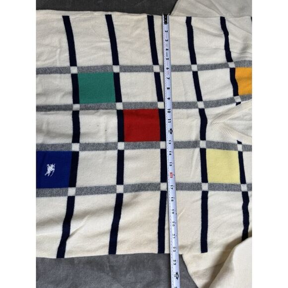 Burberrys Vintage Men’s XL Sweater 100% Lambswool Geometric Checkered Pullover - Picture 7 of 10